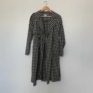 Gingham Linen Trench Coat